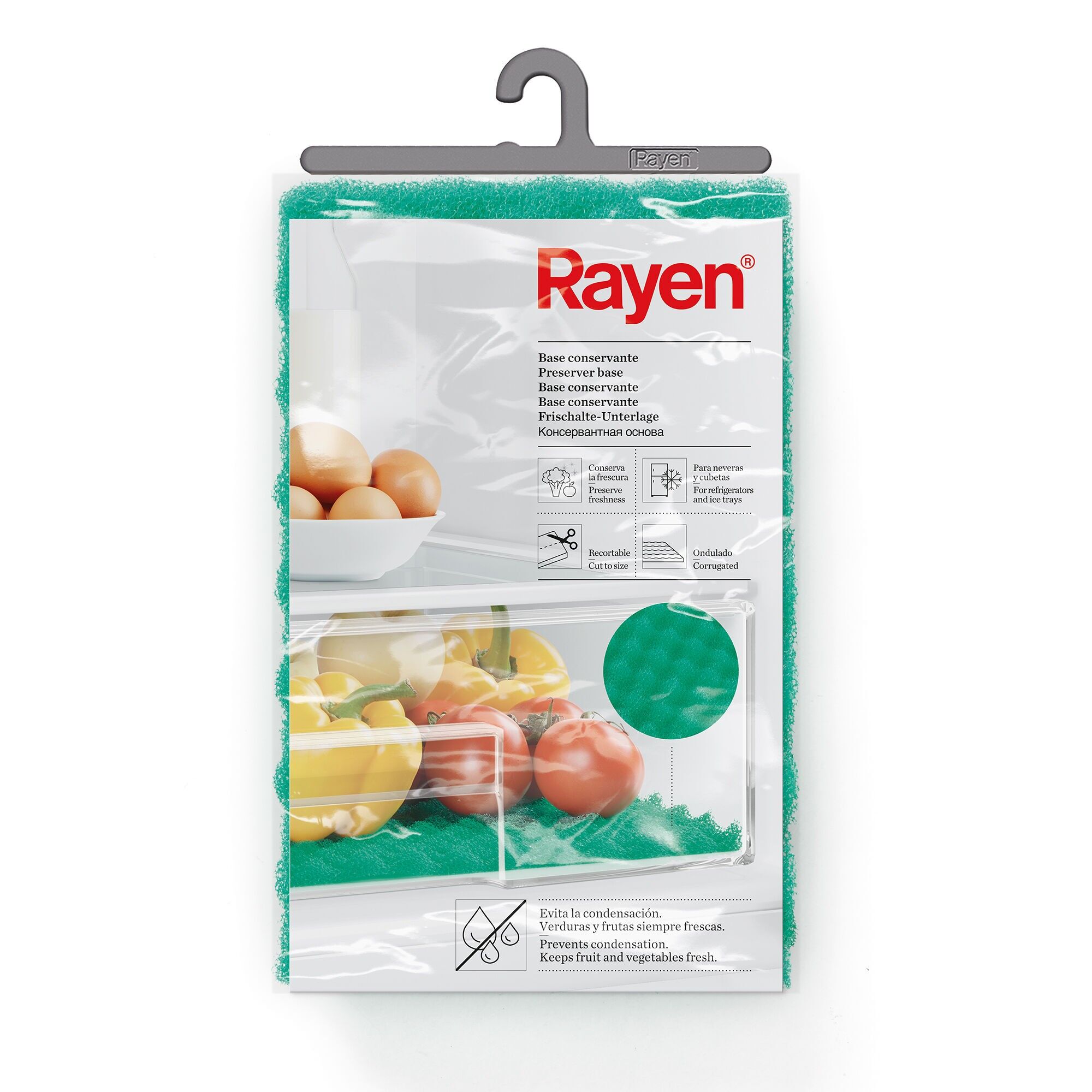 Rayen | Konservierungseinsatz | Kühlschrank-Konservierungseinsatz | Luftzirkulation | Wellenförmig | Zuschneidbar | Verhindert Kondensation | Verstellbar | Grün | Maße: 47 × 30 cm