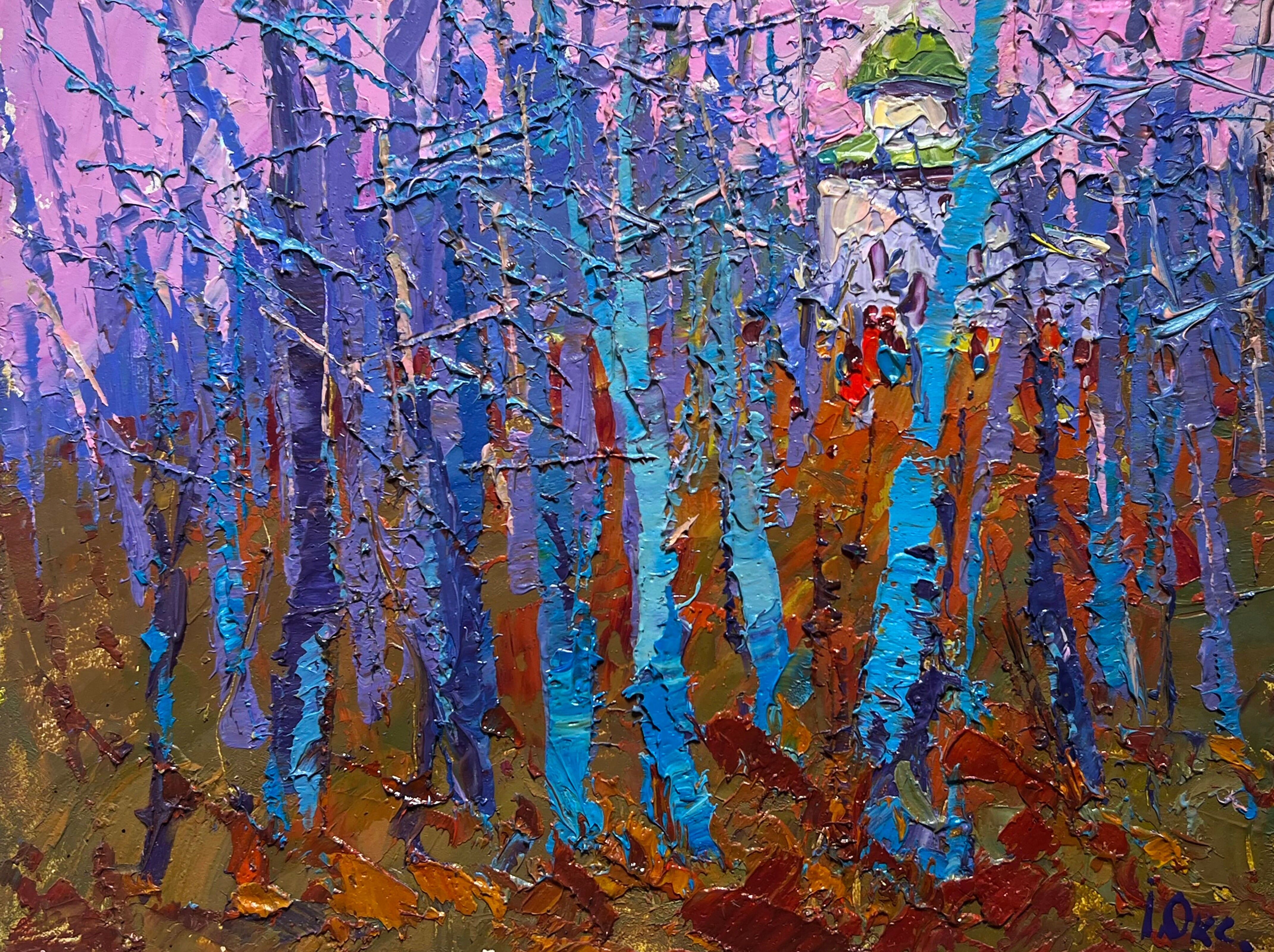 Ölgemälde „Herbstliche Kühle im Wald“, Oksana Ivanyuk, 15 x 20 cm