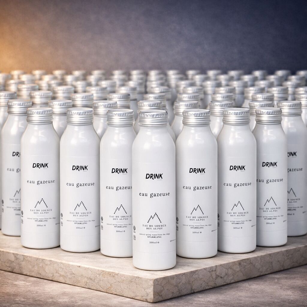 30 % RABATT – ULTRA STABILE Wasserflasche – Sprudelndes natürliches Quellwasser aus den Alpen – 12 Aluminiumflaschen – 500 ml