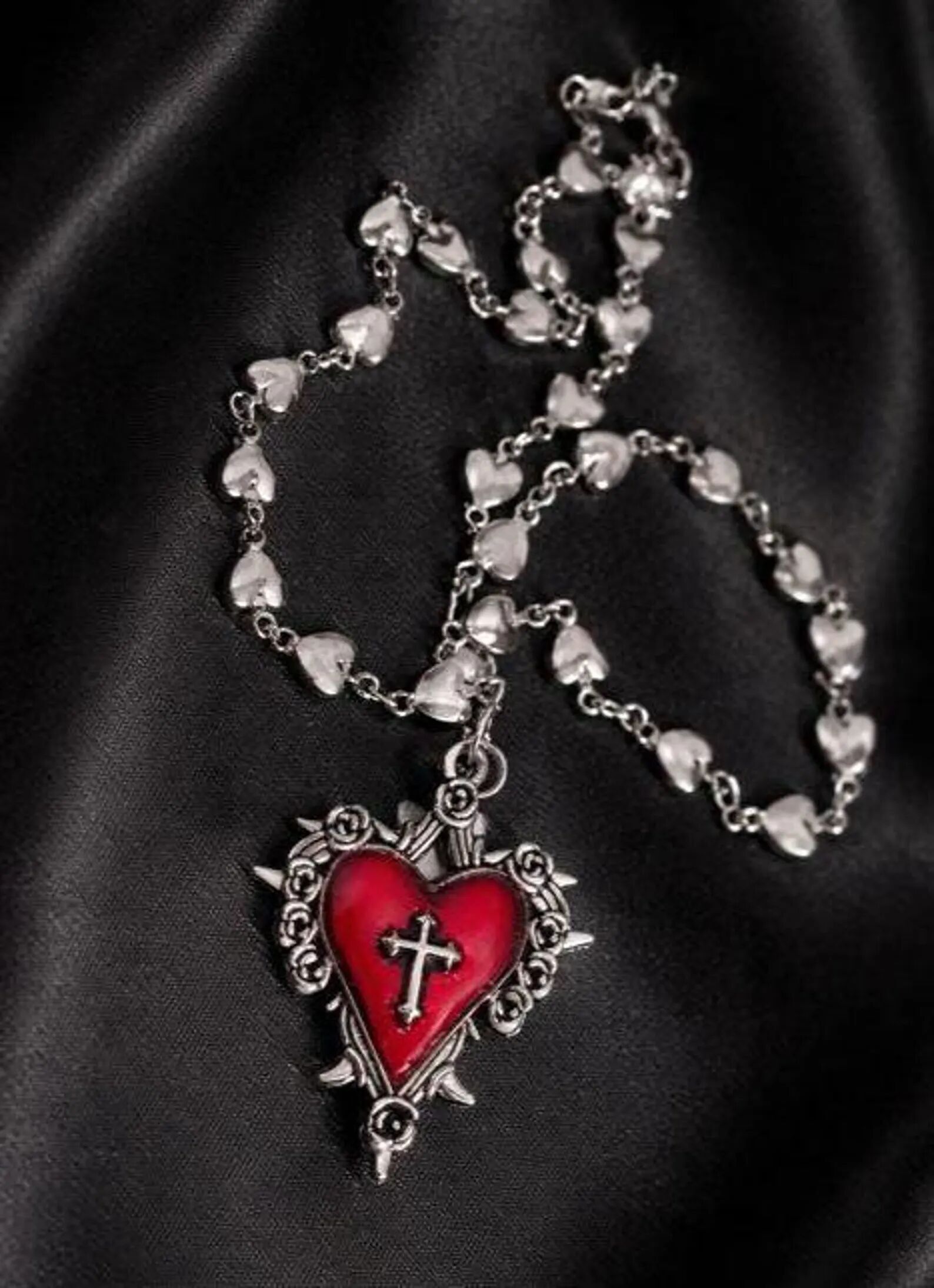 Red Gothic Heart Necklace