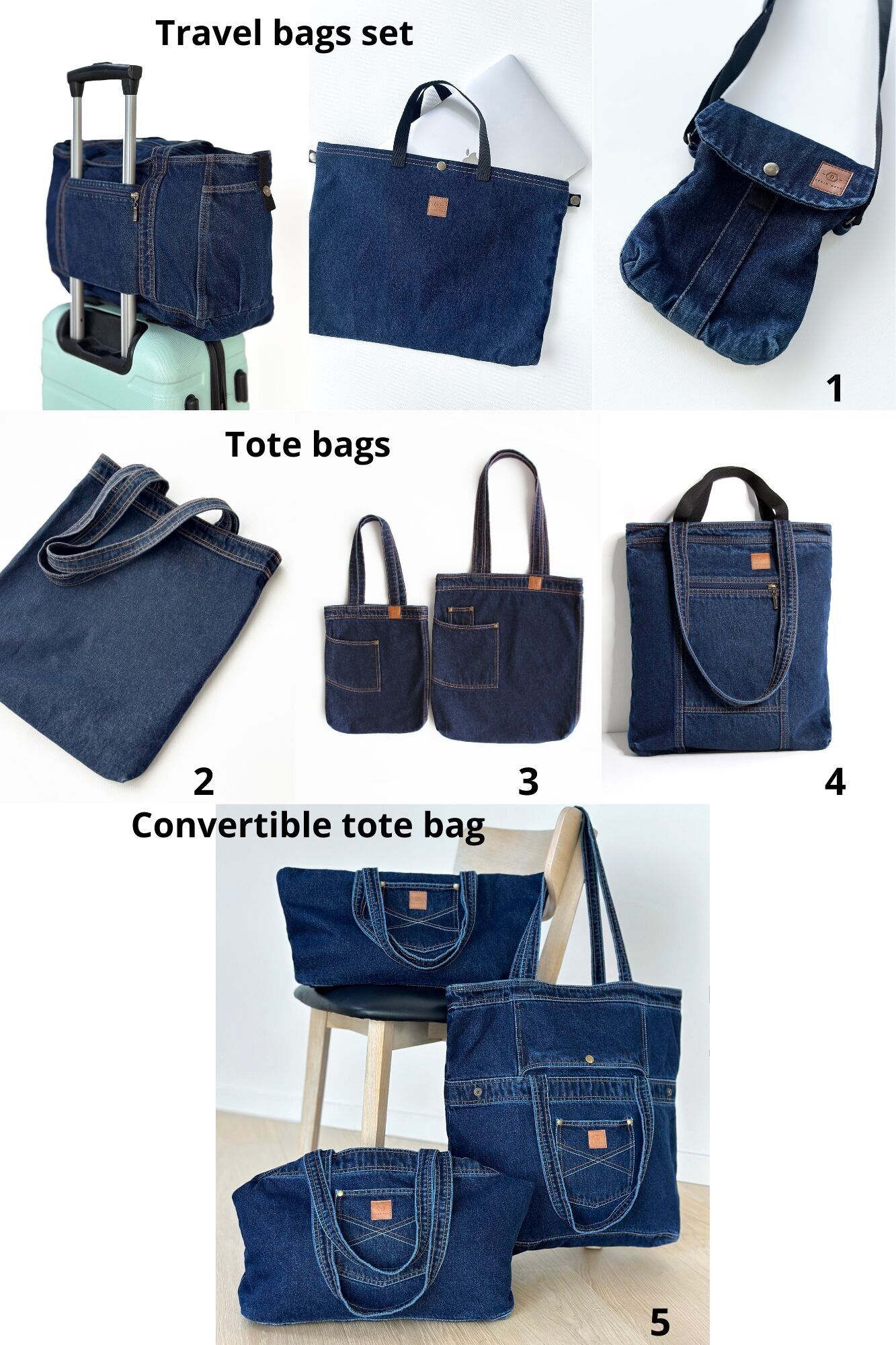 Discovery pack of heavyweight (14OZ) denim bags