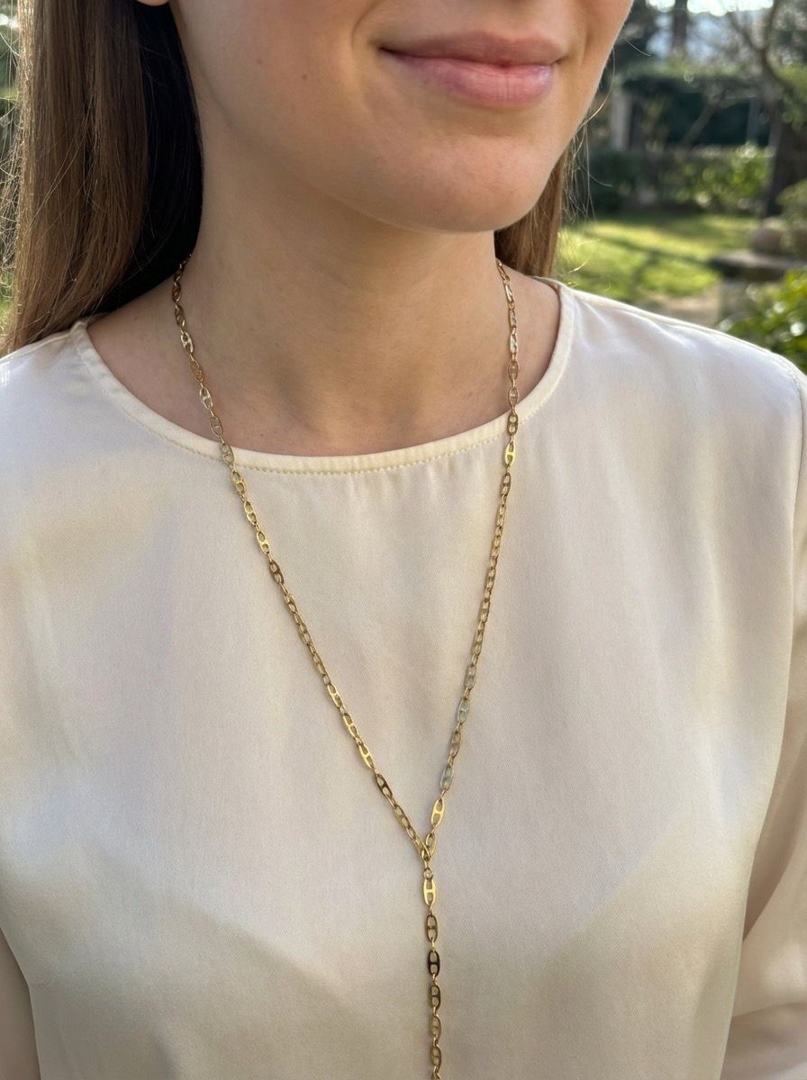 Collana sautoir in maglia marina a forma di Y
