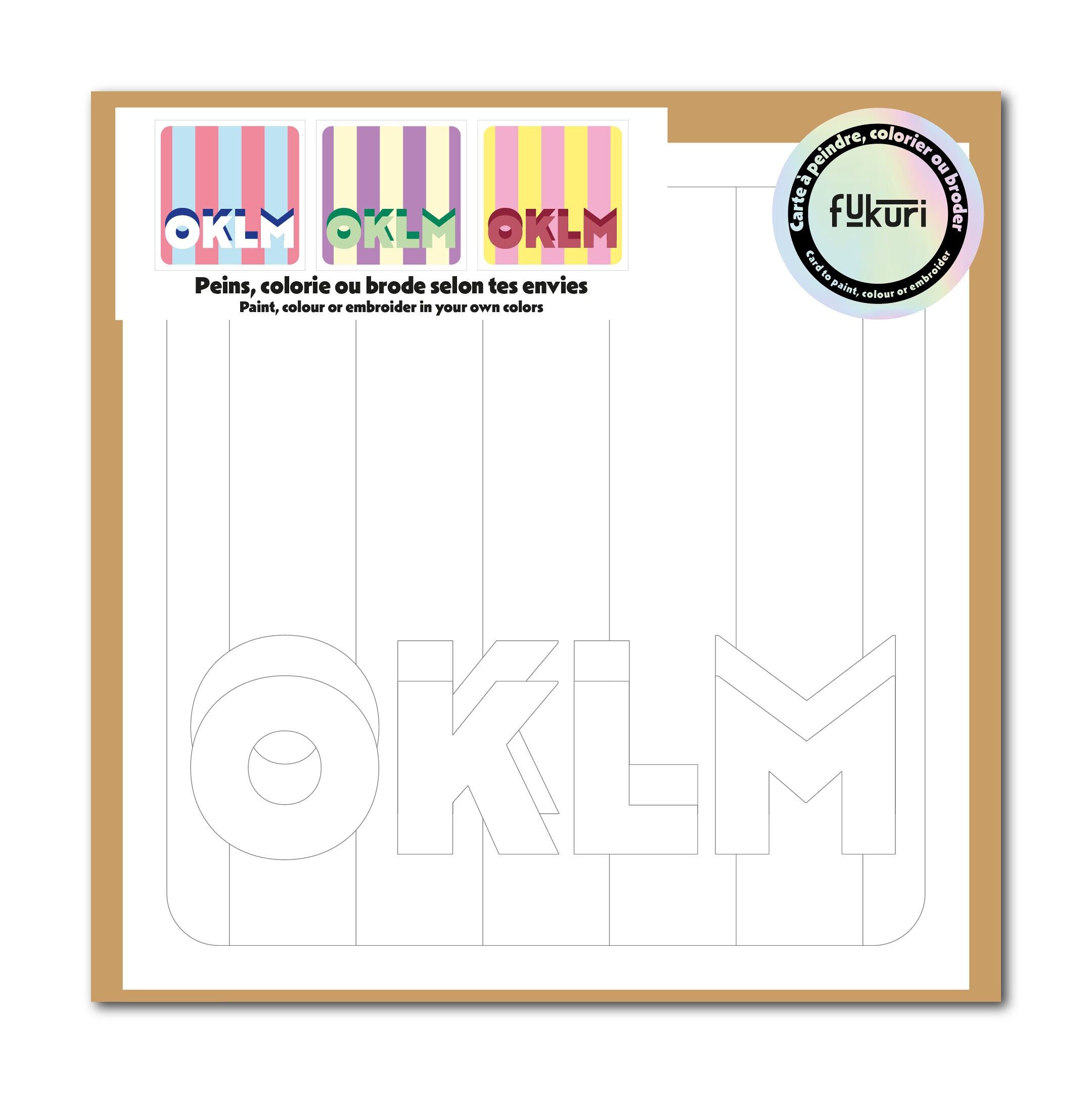 Creative card to paint, color, or embroider - OKLM striped
