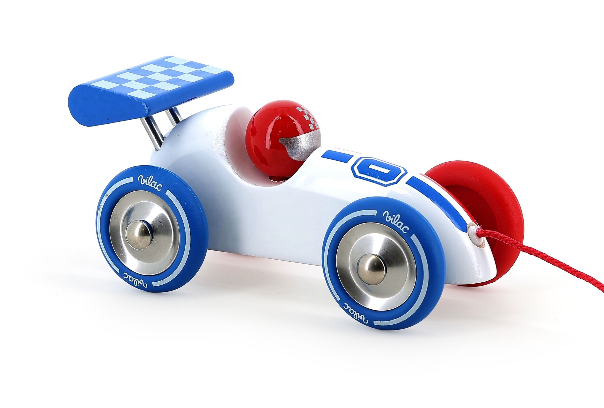 Miniature Vintage de Course en Bois Roadster Bleu / Blanc / Rouge 2332W
