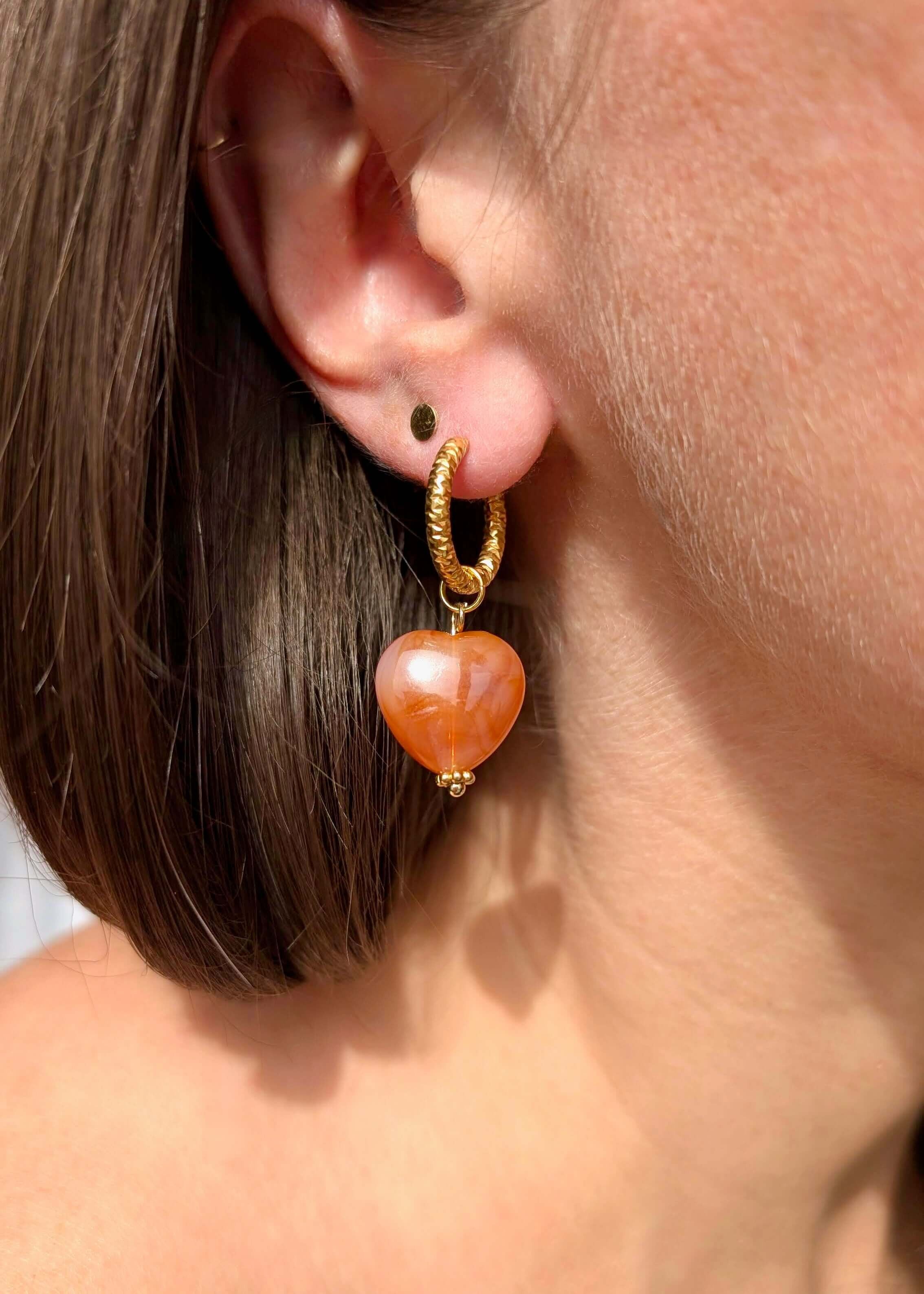 AMY Creole Earrings – Interchangeable Heart Pendants