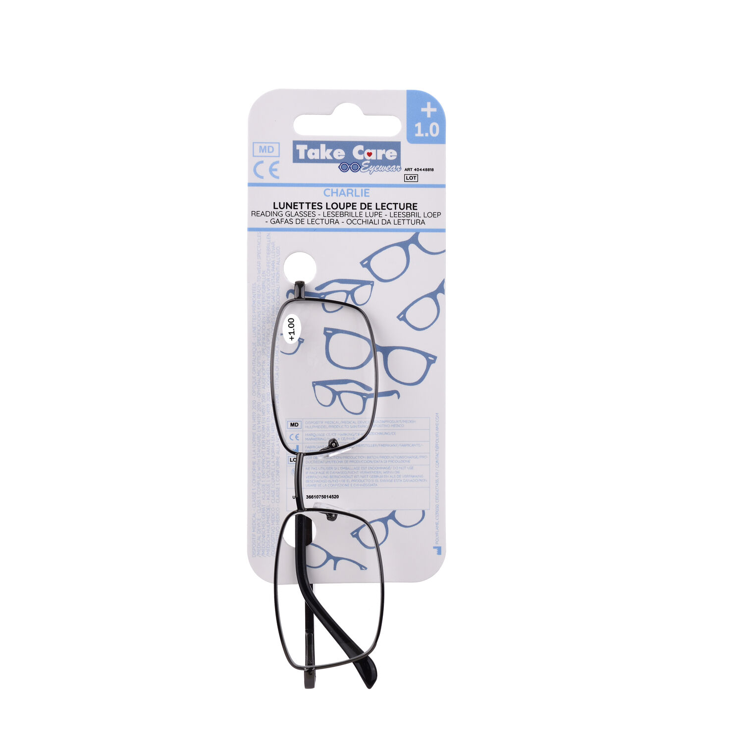Reading glasses – Charlie Black Metal +1. 0