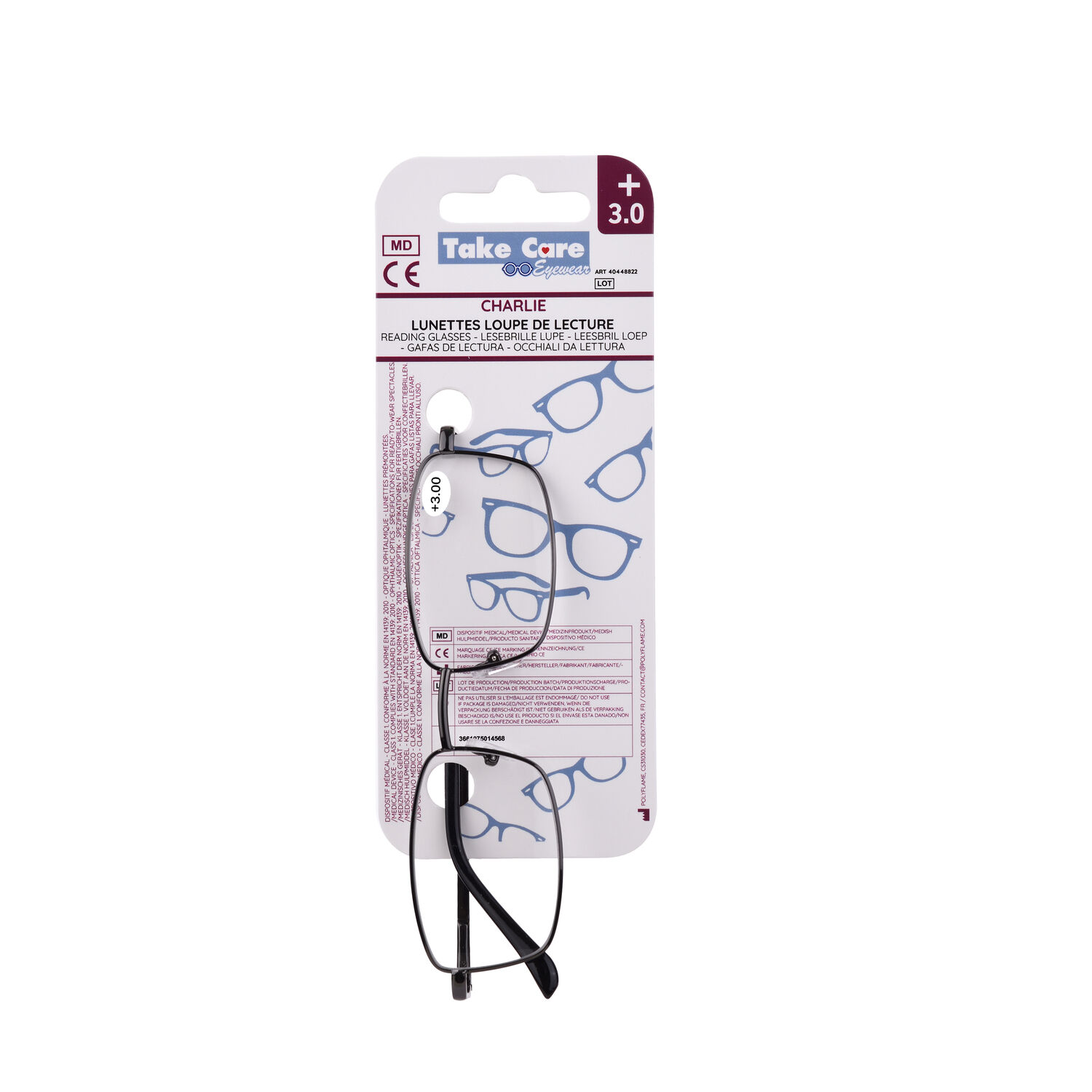 Reading glasses – Charlie Black Metal +3. 0