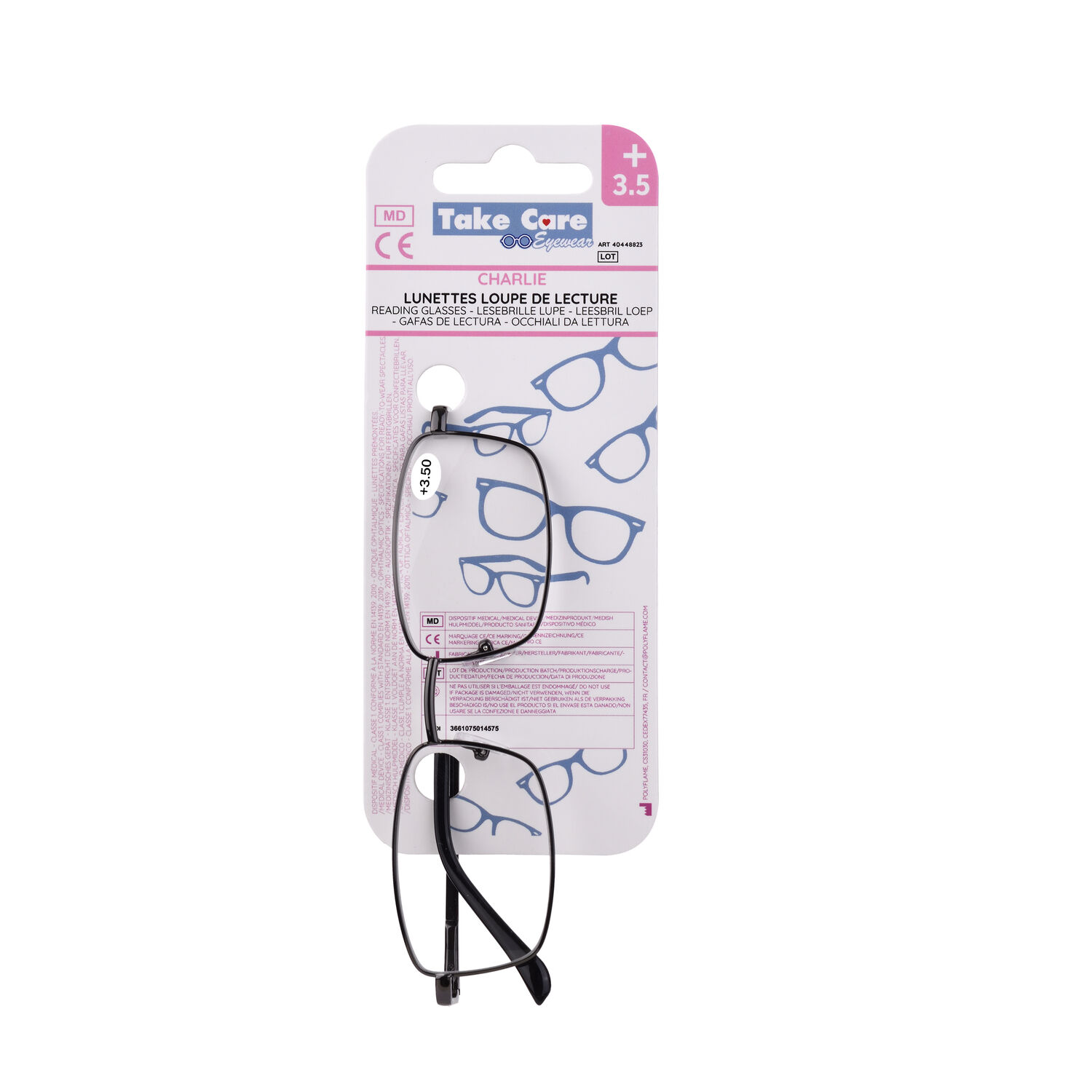 Reading glasses – Charlie Black Metal +3. ⑤ 