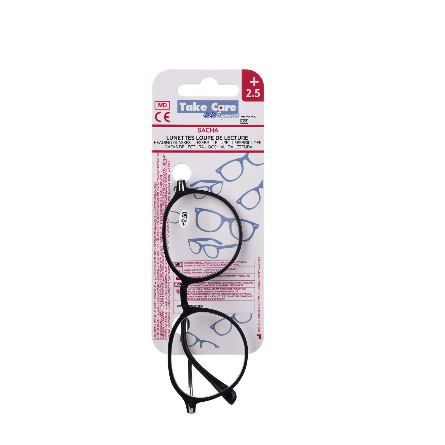Reading glasses – Sacha Black Metal +2. ⑤ 