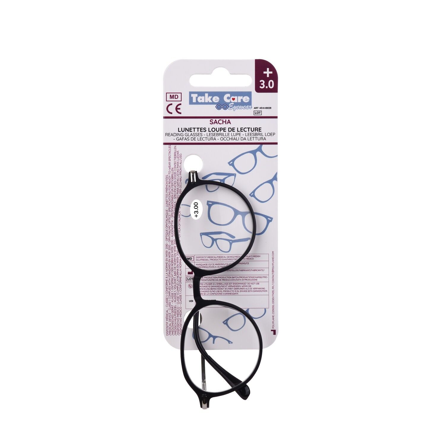 Lunettes de lecture – Sacha Métal Noir +3.0