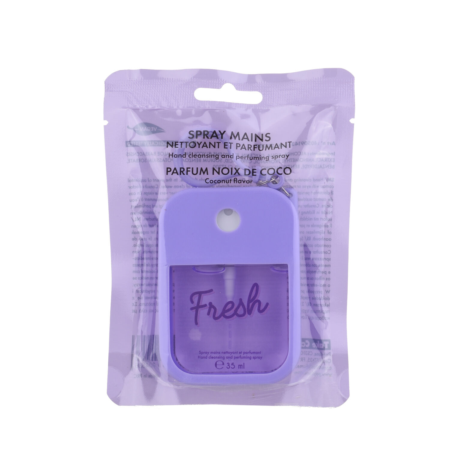 Coconut hand sanitizing spray and purple silicone case - 35ml