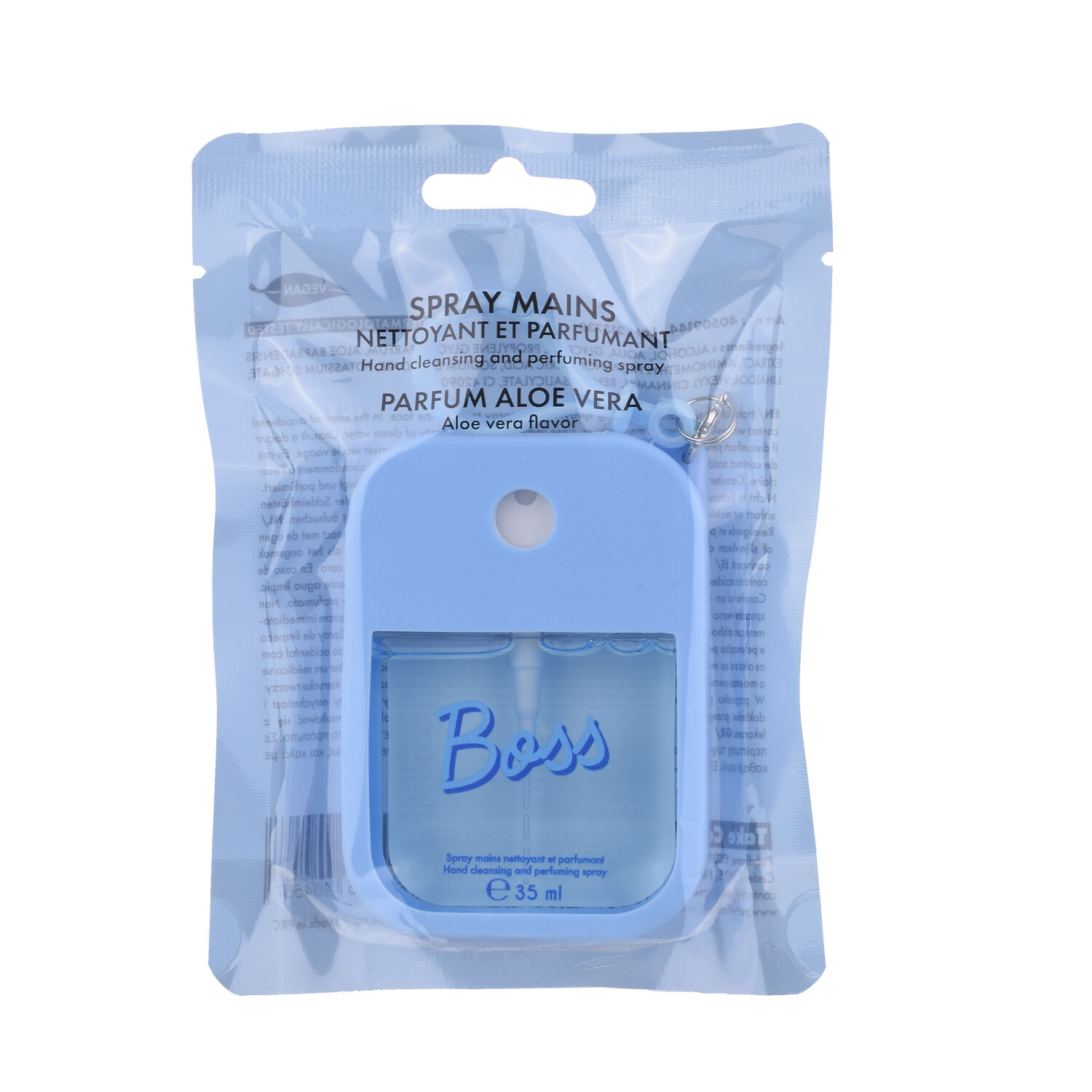 Coconut hand sanitizing spray and blue silicone case - 35ml