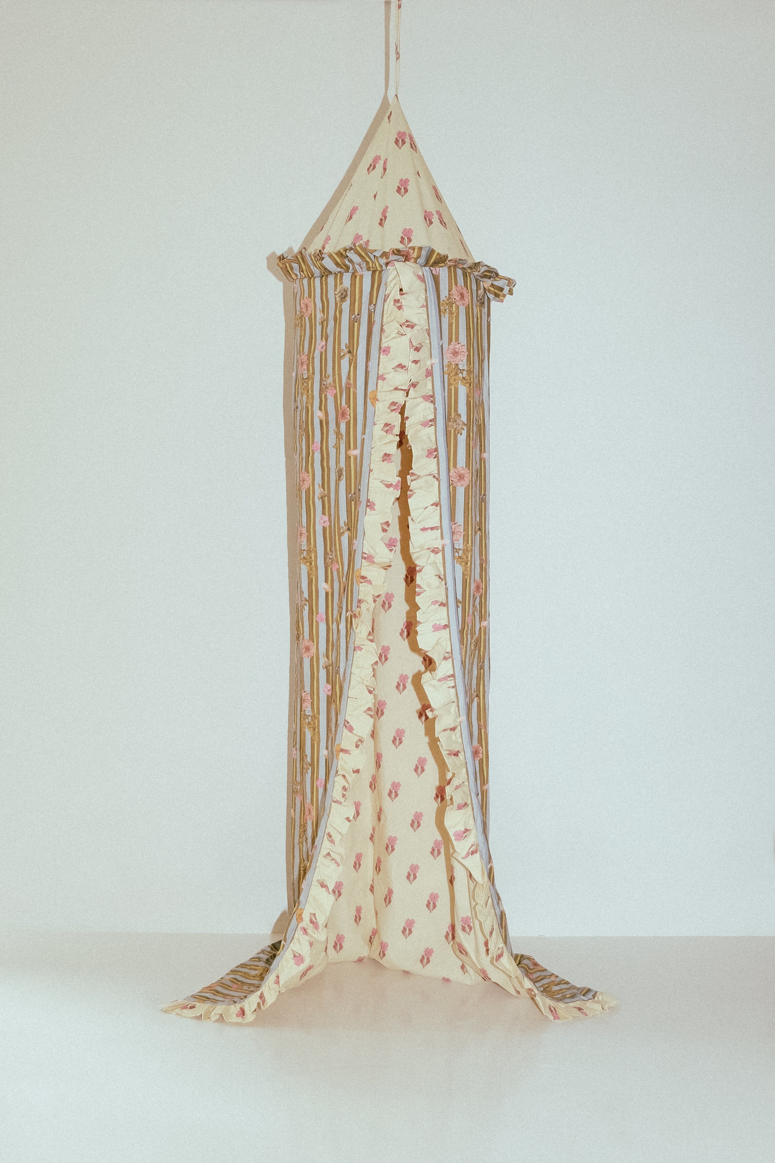 Kinderbetthimmel aus Baumwolle – Beige & Blau