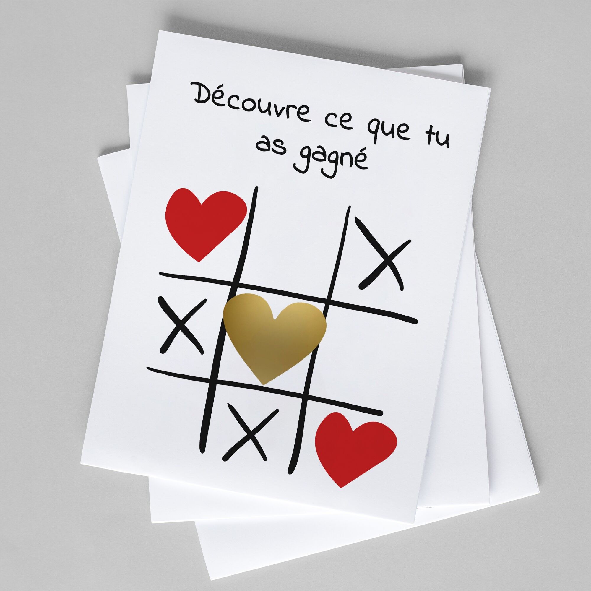 Carte à gratter morpion avec message à écrire soi-même et zone à gratter