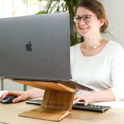 Laptop holder made of solid wood - oak