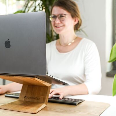 Support pour ordinateur portable en bois massif - chêne