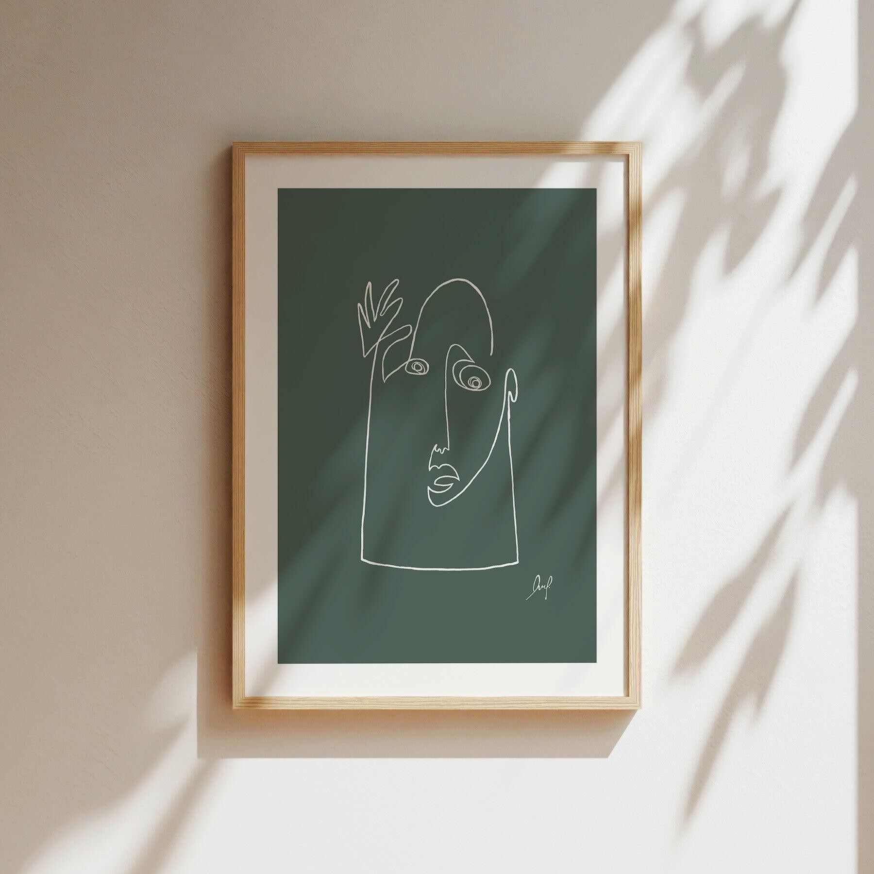 Art print - Art Line | Hello (Dark Green)