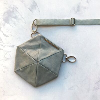 Umwandelbare Mini-Hexagon-Tasche Silber