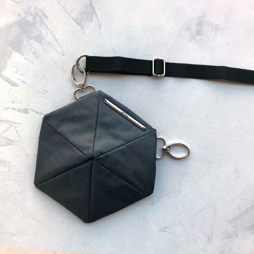 Convertible Mini Hexagon Bag Dark Grey