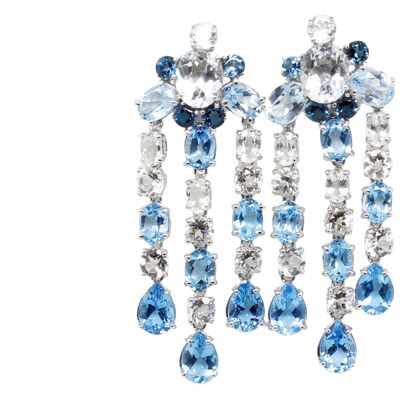 Lagrima earrings with blue and white topaz