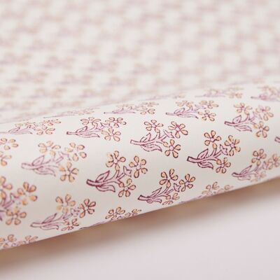 Hand Block Printed Gift Wrap Sheet - Primrose Blossom