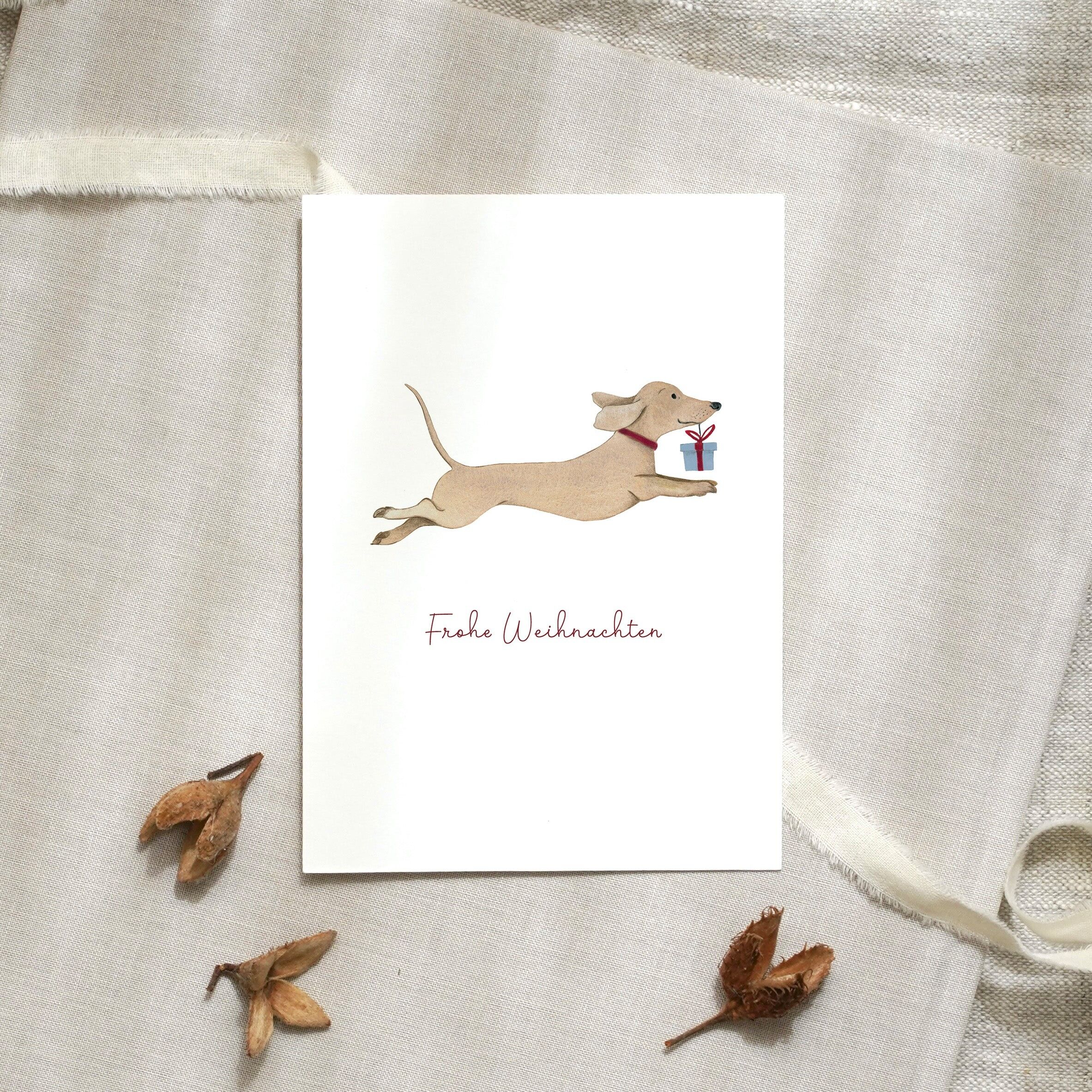 Carte postale · Teckel de Noël