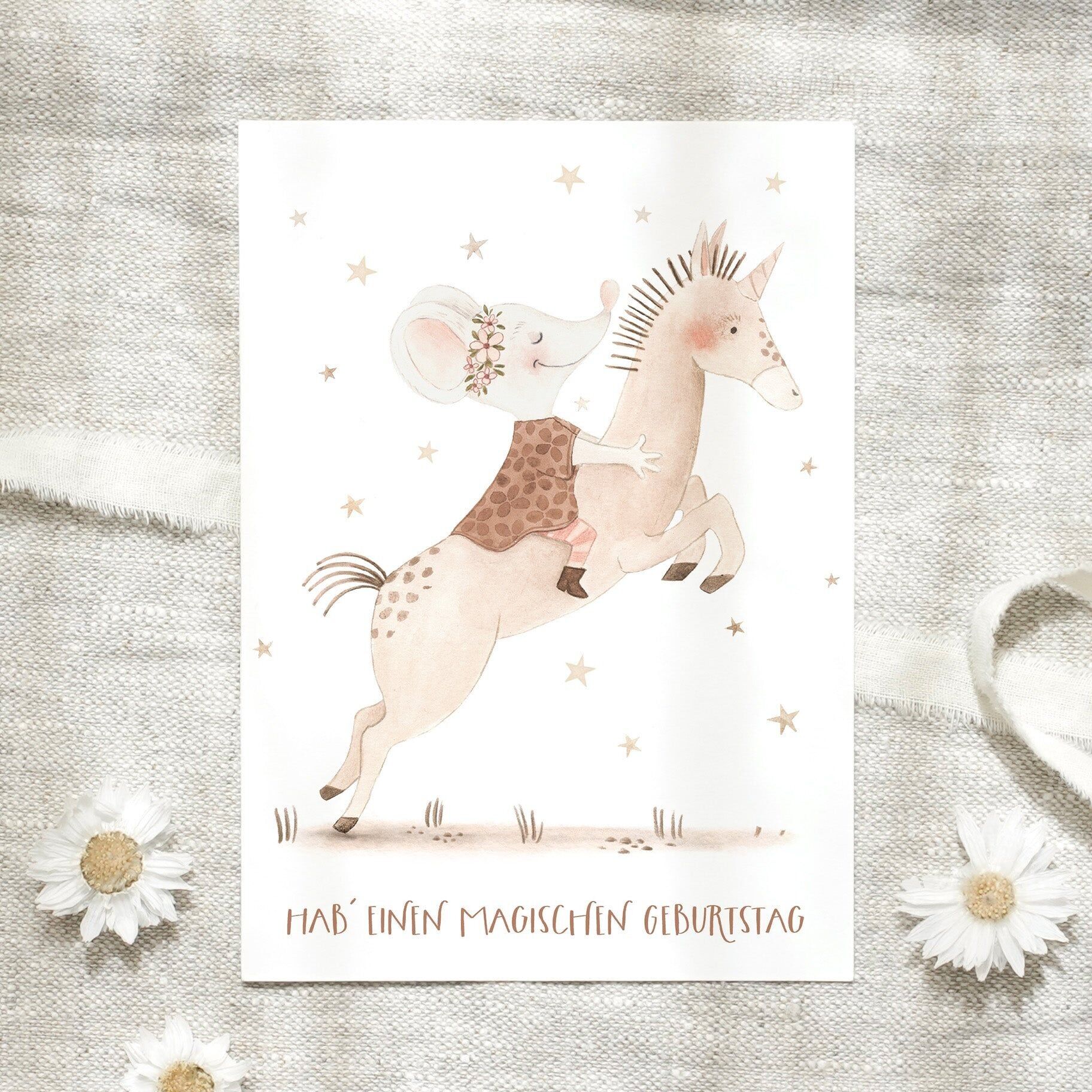 Carte postale · Anniversaire Licorne