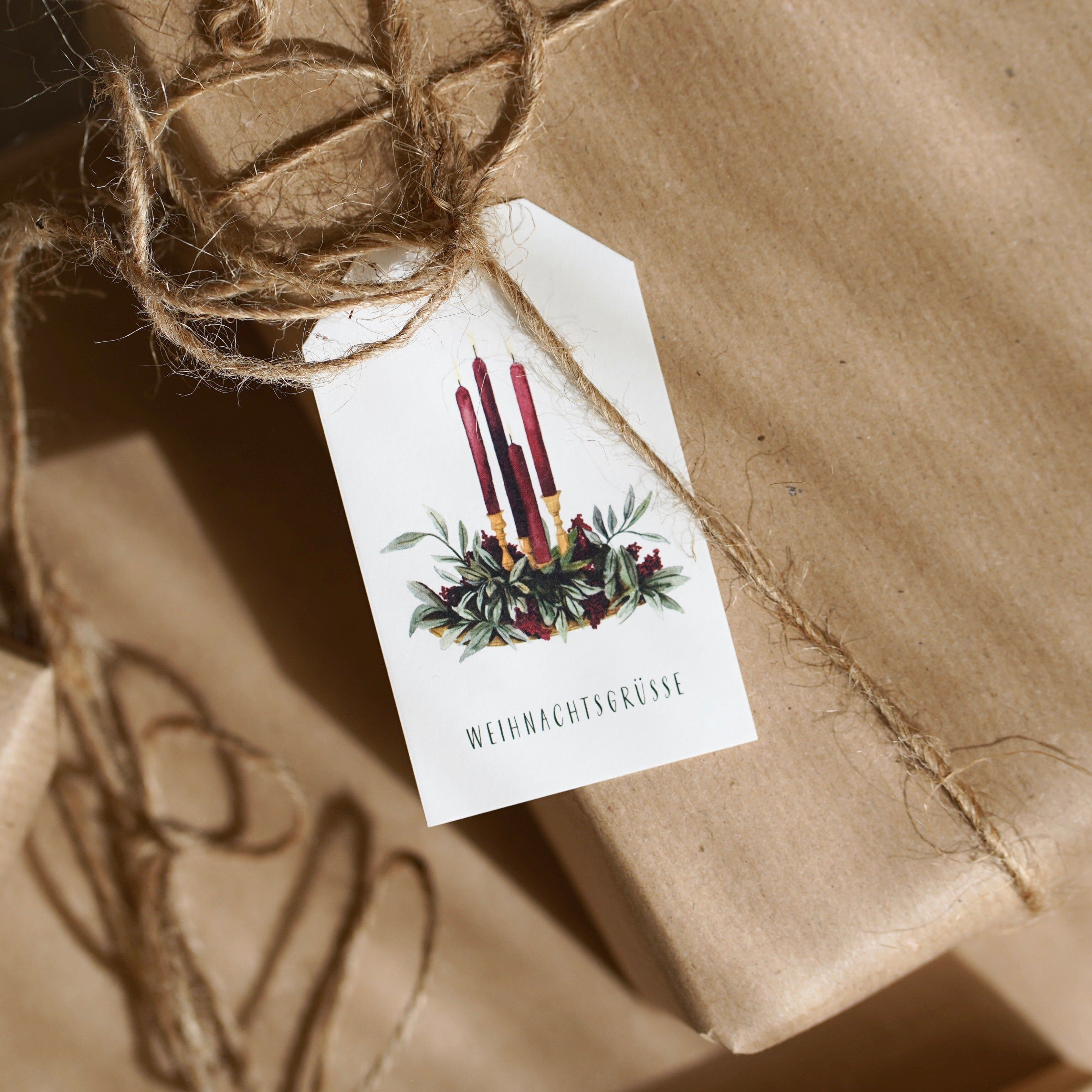 Étiquettes cadeaux · Couronne de l'Avent
