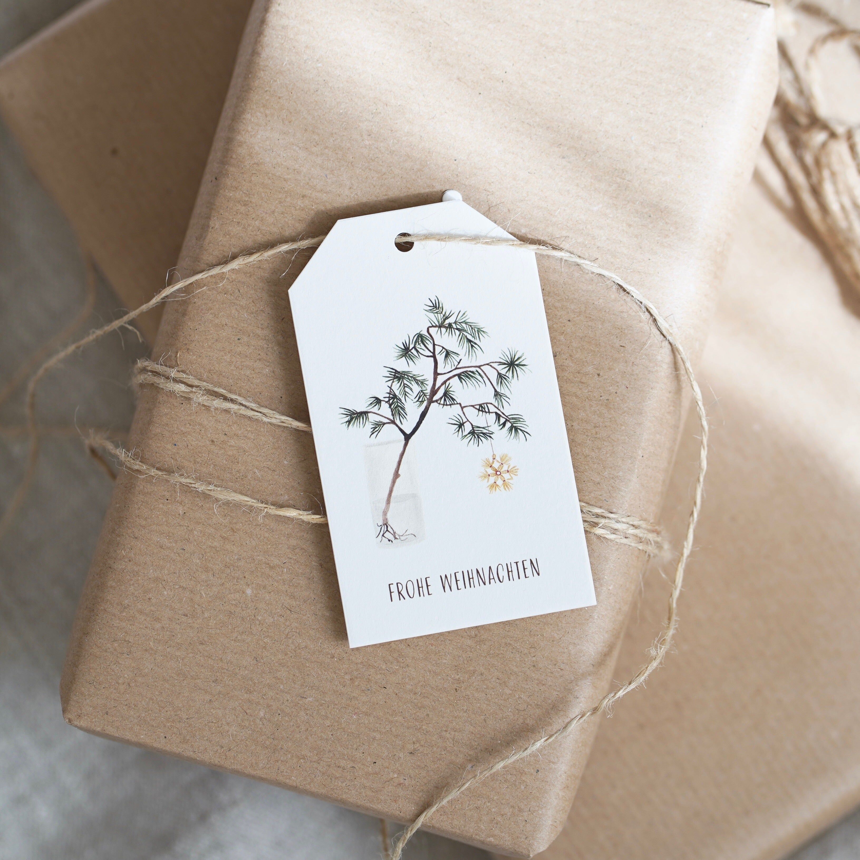 Étiquette cadeau · Branche de Noël
