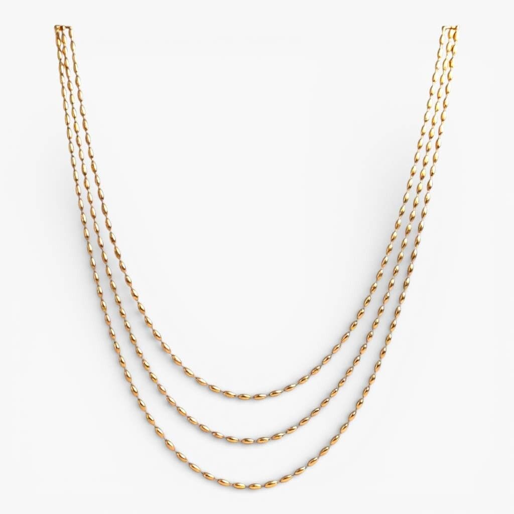 Three Layered Stainless Steel Chain Necklace