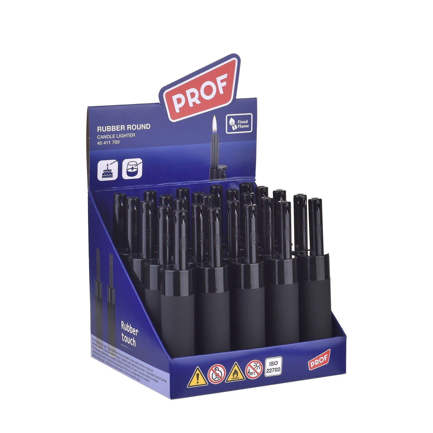 Rundes Piezo-Feuerzeug aus schwarzem Gummi – Mini-Größe