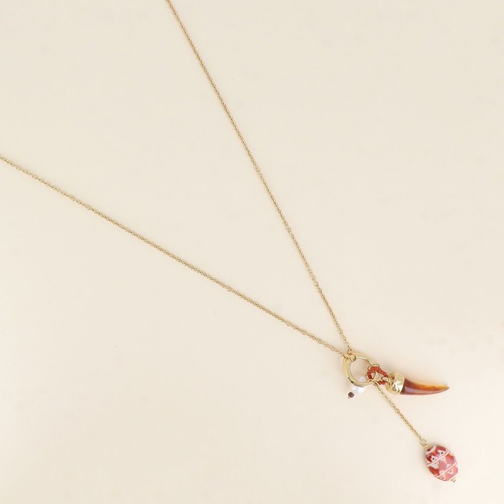 Halskette – glasierte Keramikperle, Harzhorn