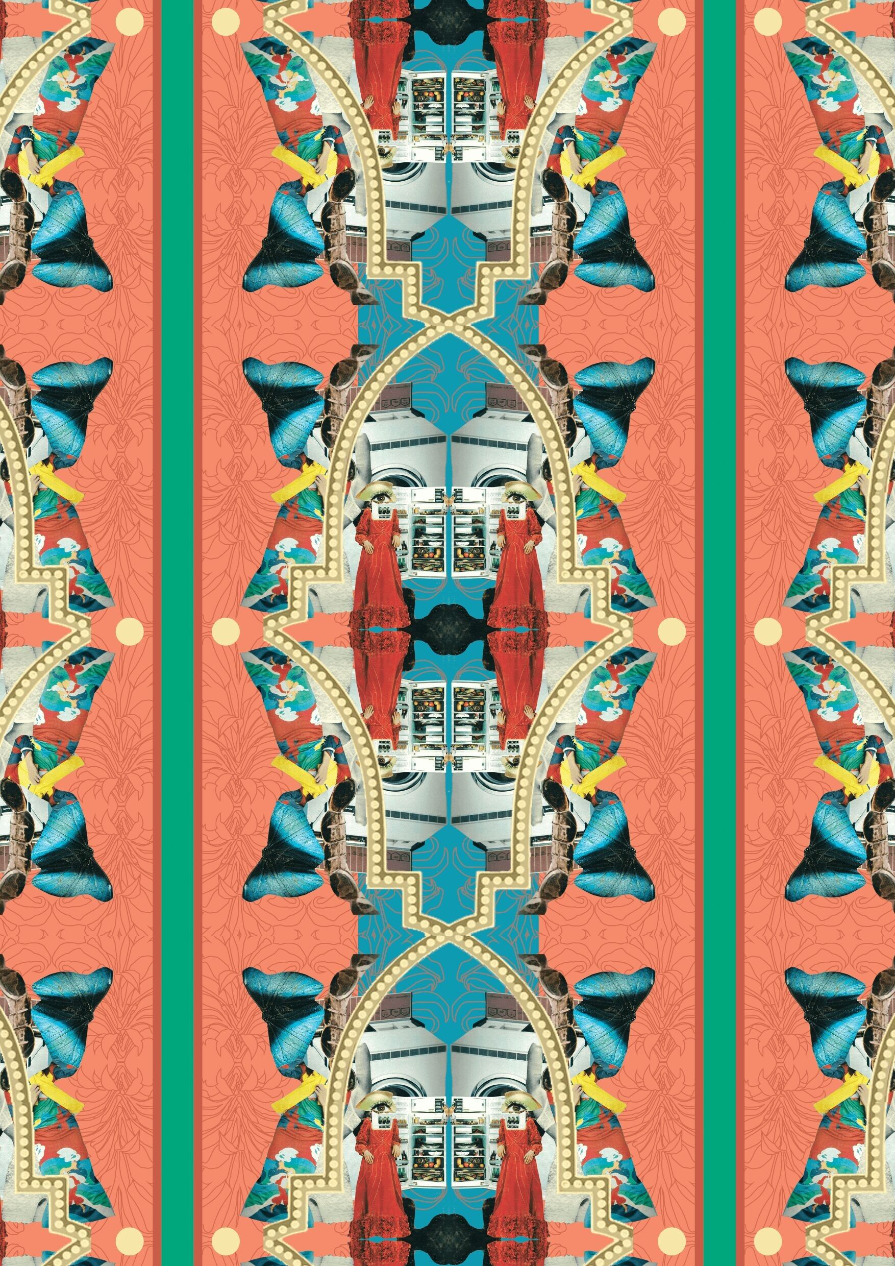 Vliestapete - Die Dame im Kühlschrank Pfirsich 🧃🌯 (50 cm x 1000 cm)