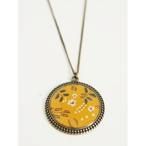 Gelbe Retro-Wickelkette mit Blumenmuster