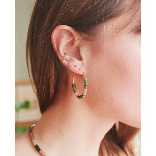 Indian Agate Hoop Earrings