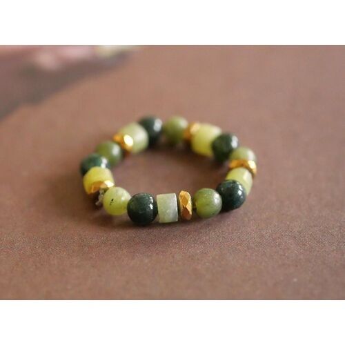 Green multi-pearl ring