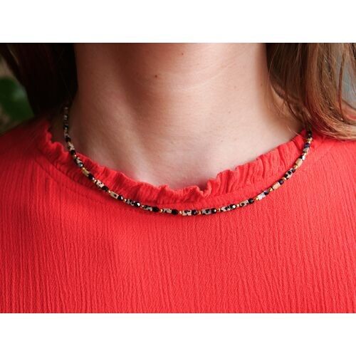 Small Dalmatian jasper tube necklace