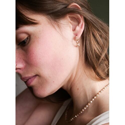 Small Sunny Creole Earrings in Sunstone