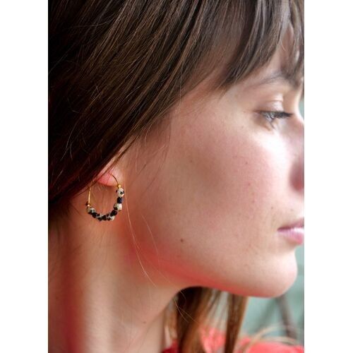 Dawnie Creole earrings in Dalmatian jasper