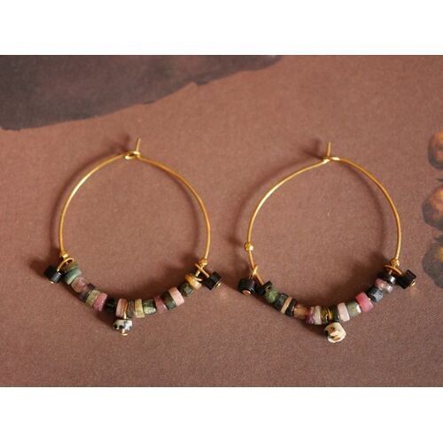 Paloma large hoop earrings in gemstones