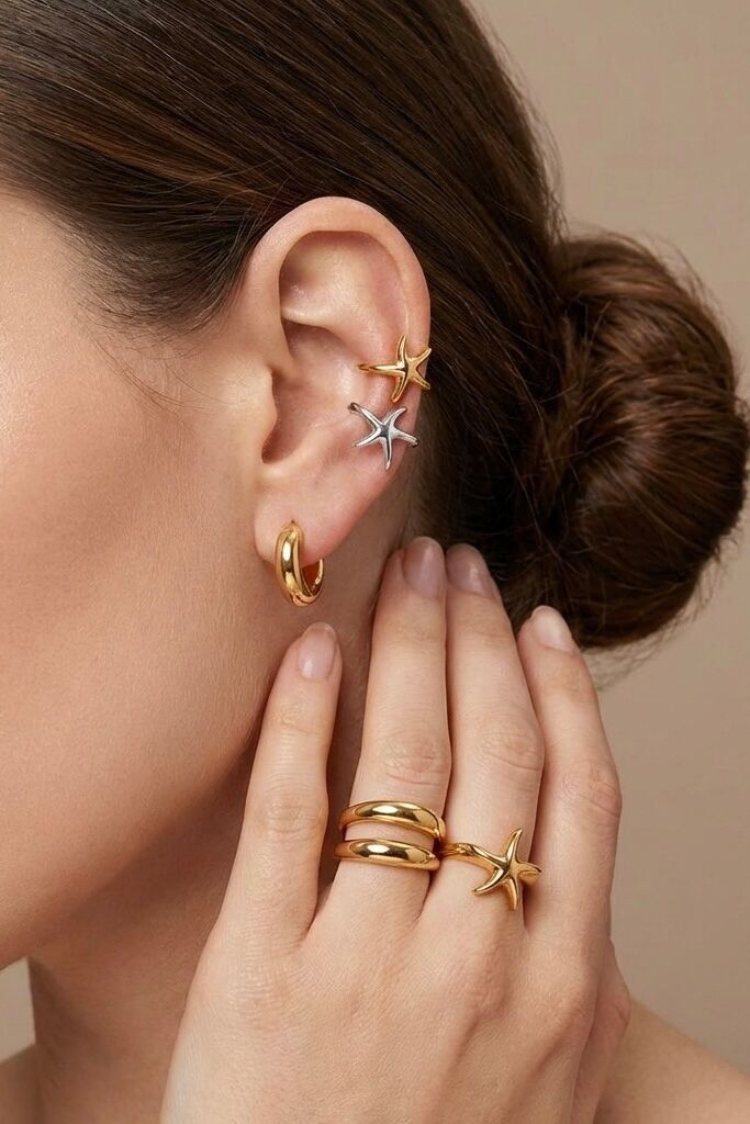 124AQ529 Earcuffs de acero inoxidable