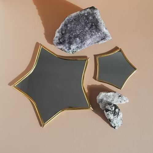 Moroccan Gold Star Mirrors - Handmade Brass Metal Celestial Wall Decor 2 Sizes