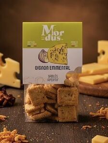 Savory shortbread cookies with fried onions and Emmental cheese, 90g