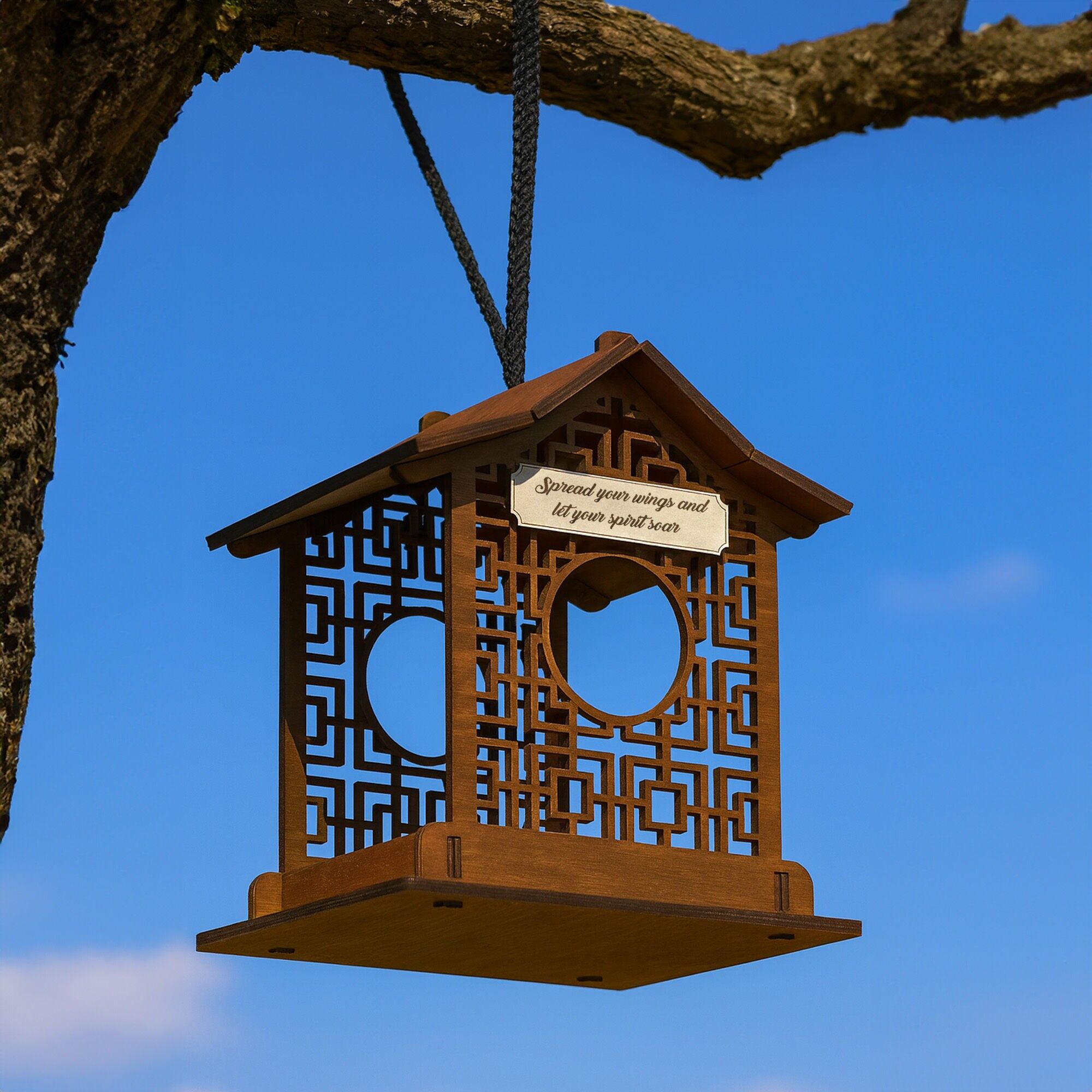 Outdoor Wooden Bird Feeder for Small Birds, Functional and Perfect Garden Accent