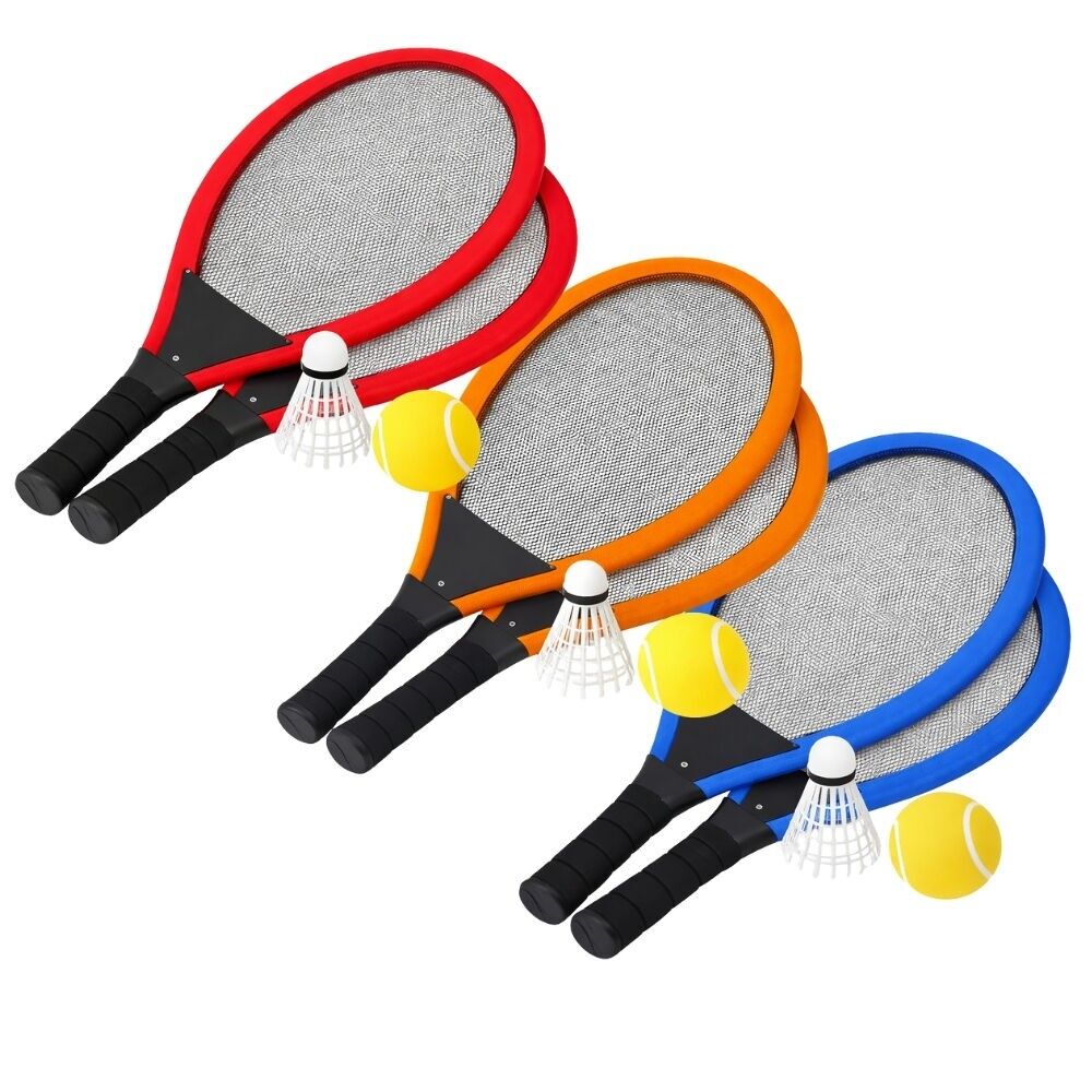 Set de Tennis Géant XL – 2 Raquettes 55 cm, Volant et Balle Souple, Couleurs Aléatoires, Jeu d’Extérieur Enfants et Famille