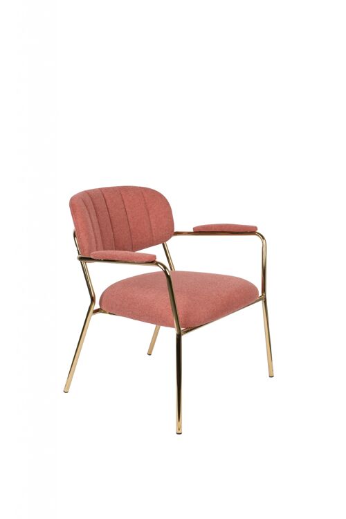 Lounge chair jolien arm gold/pink