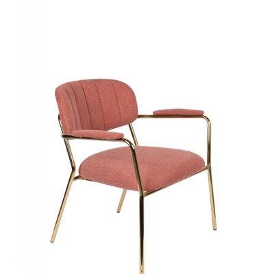 Lounge chair jolien arm gold/pink