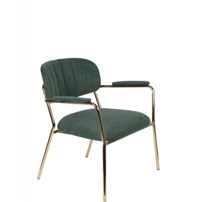 Lounge chair jolien arm gold/dark green