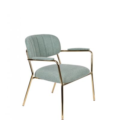 Lounge chair jolien arm gold/light green