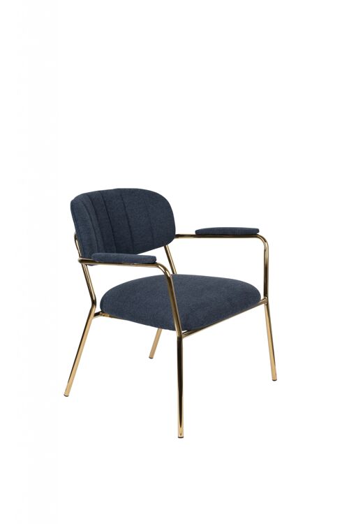 Lounge chair jolien arm gold/dark blue